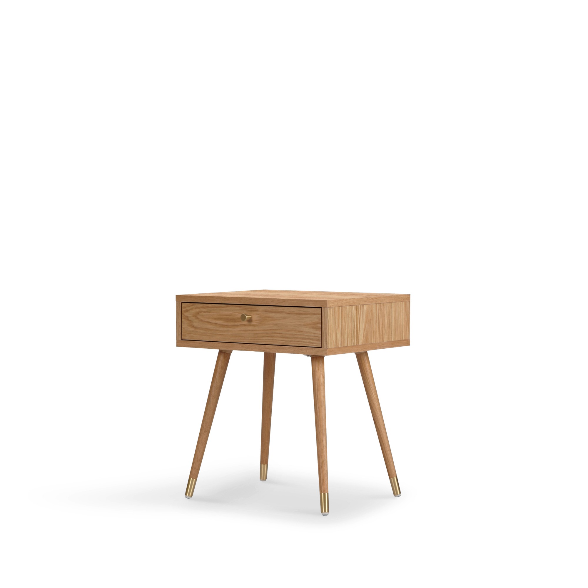 Table de nuit 'Prime' - Chêne/Laiton