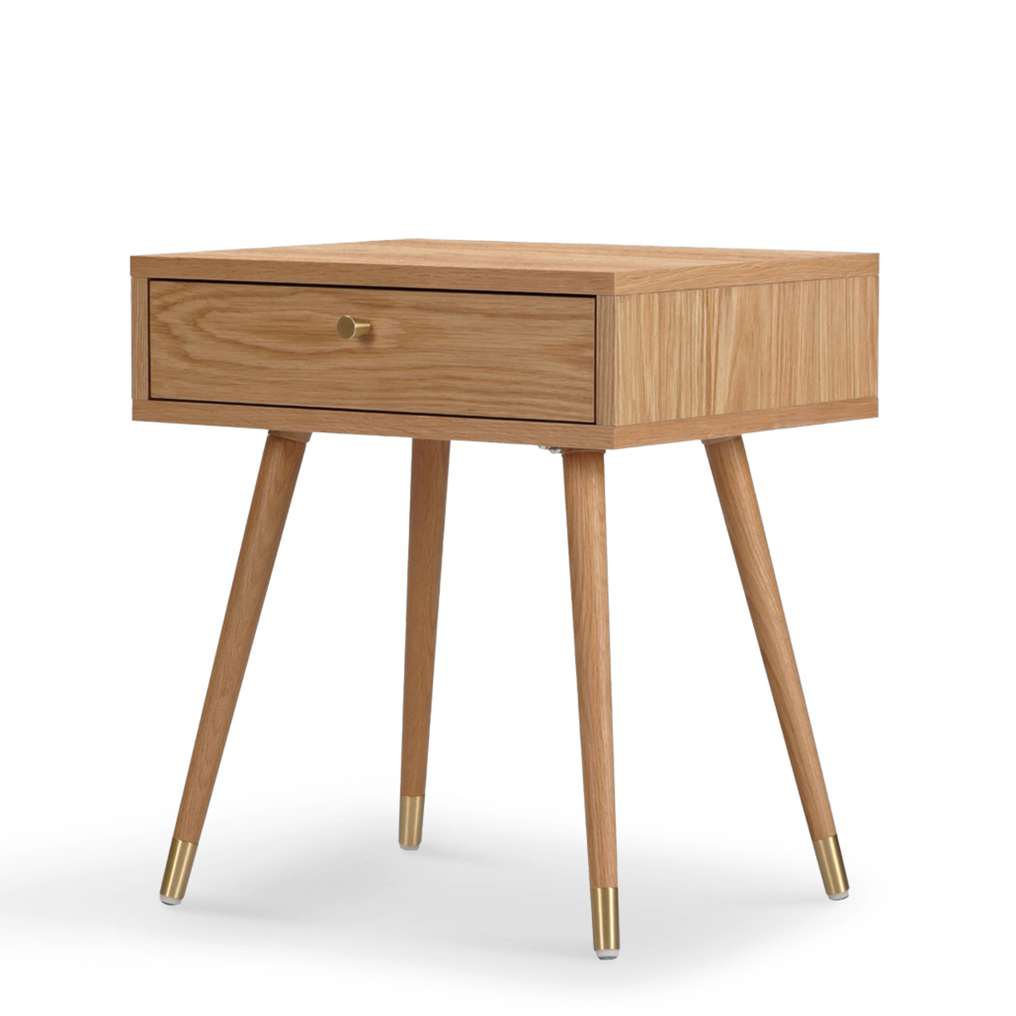 Table de nuit 'Prime' - Chêne/Laiton