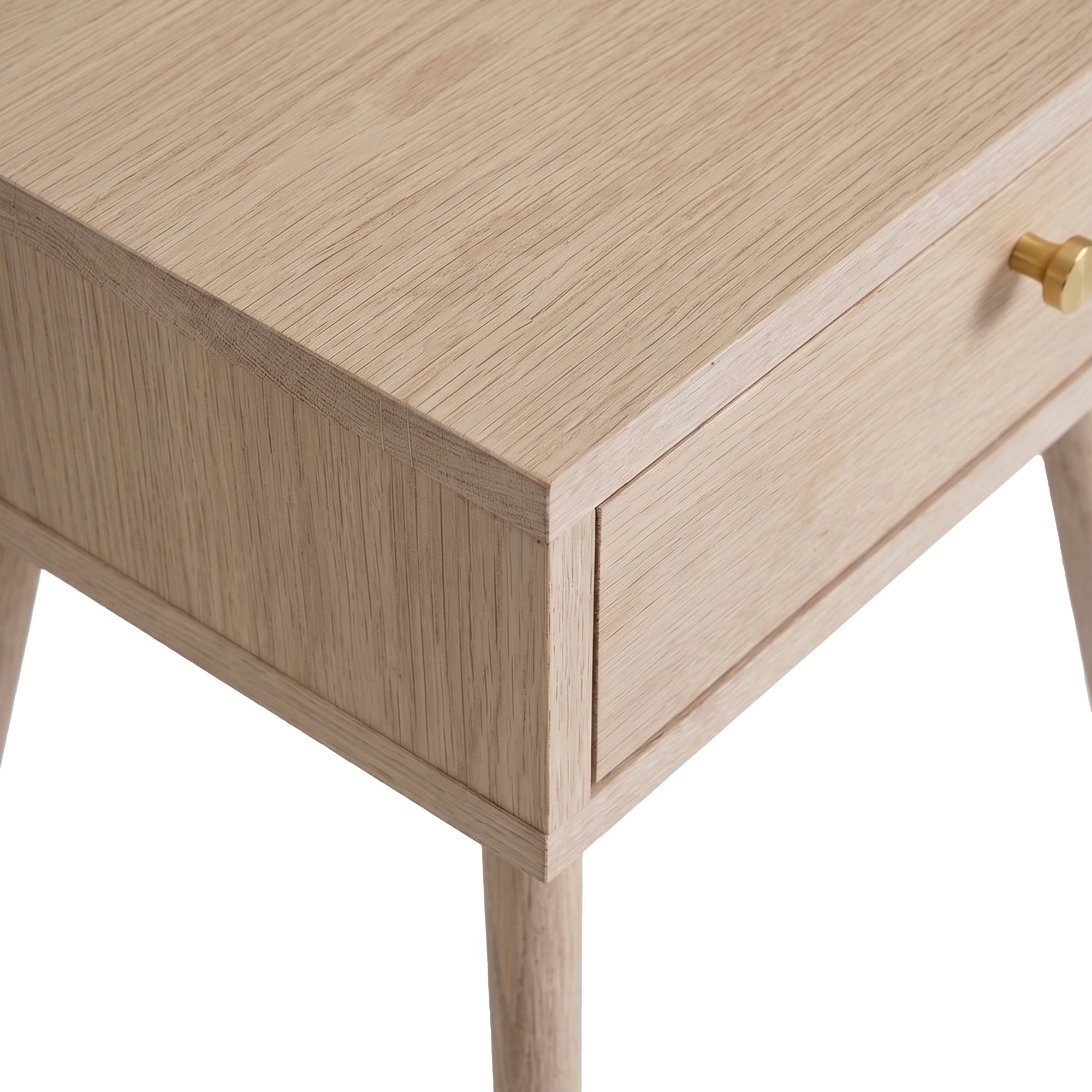 Table de nuit 'Prime' - Chêne blanc/Laiton