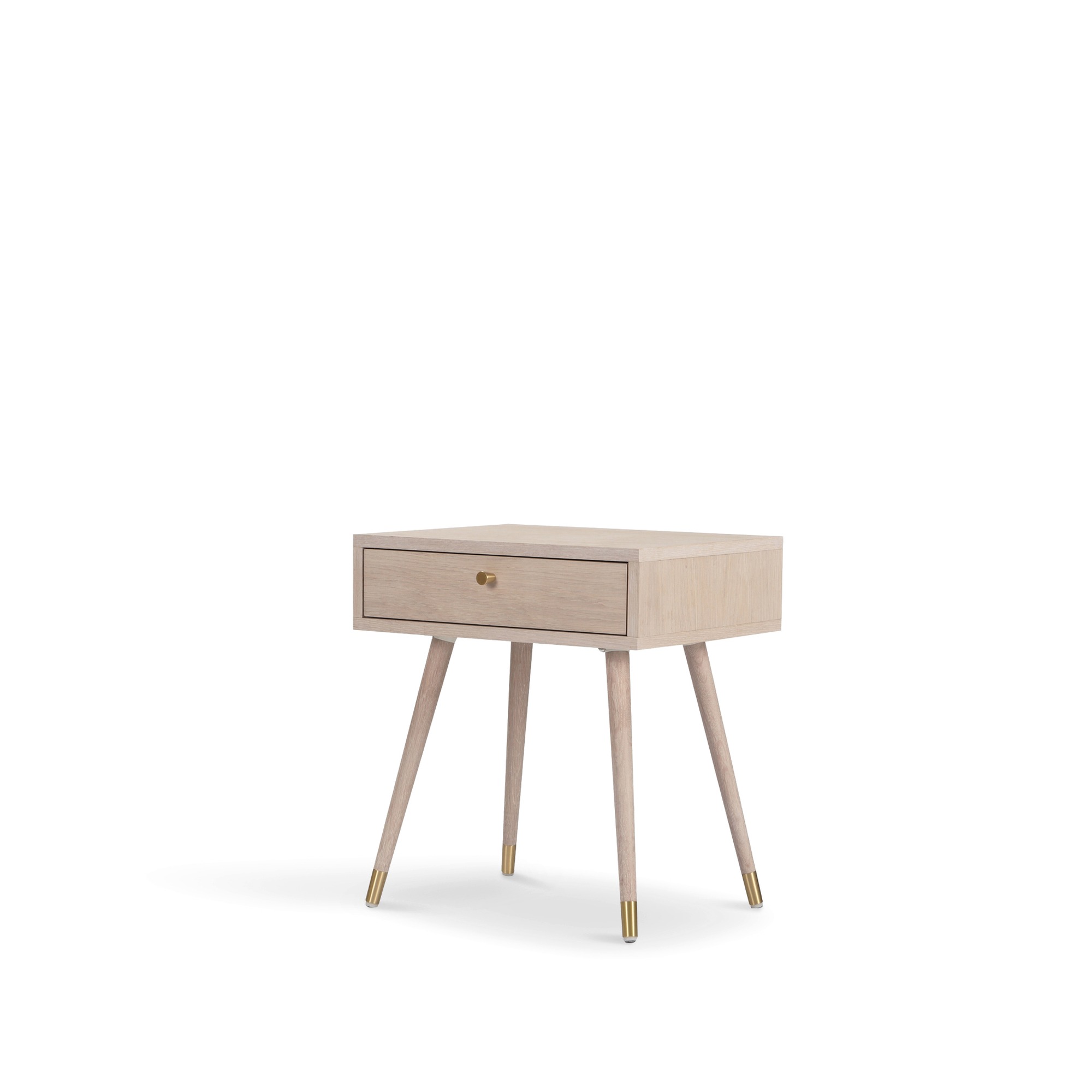 Table de nuit 'Prime' - Chêne blanc/Laiton
