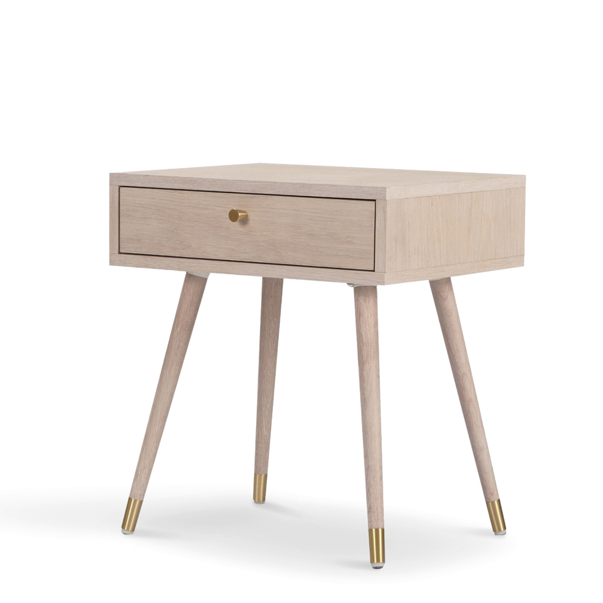 Table de nuit 'Prime' - Chêne blanc/Laiton