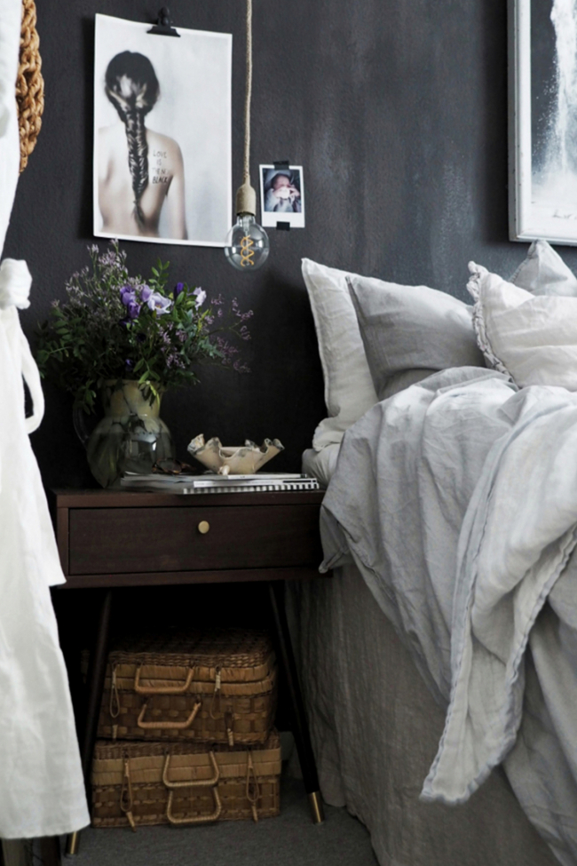 Table de nuit 'Prime' - Noyer/Laiton