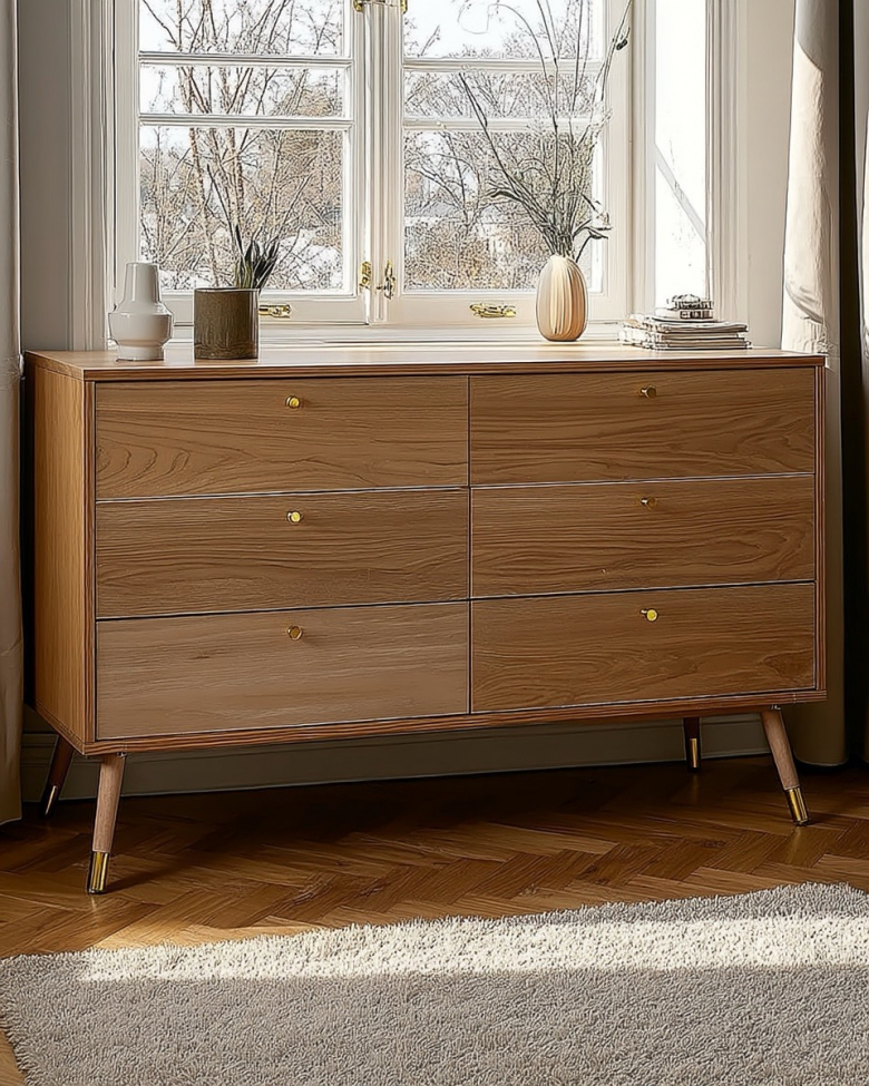 Commode 'Prime' 6 tiroirs - Chêne