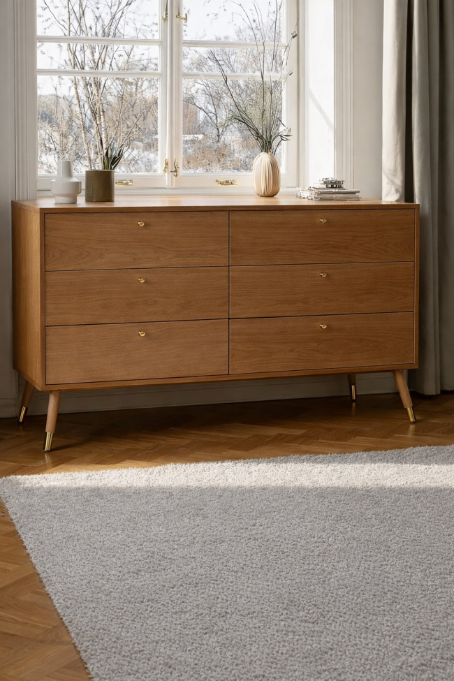 Commode 'Prime' 6 tiroirs - Chêne