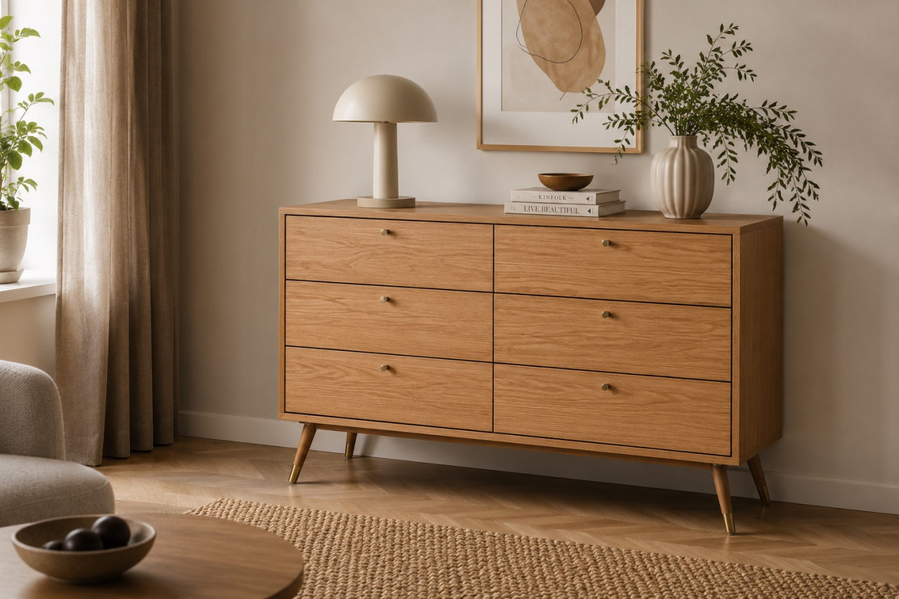 Commode 'Prime' 6 tiroirs - Chêne