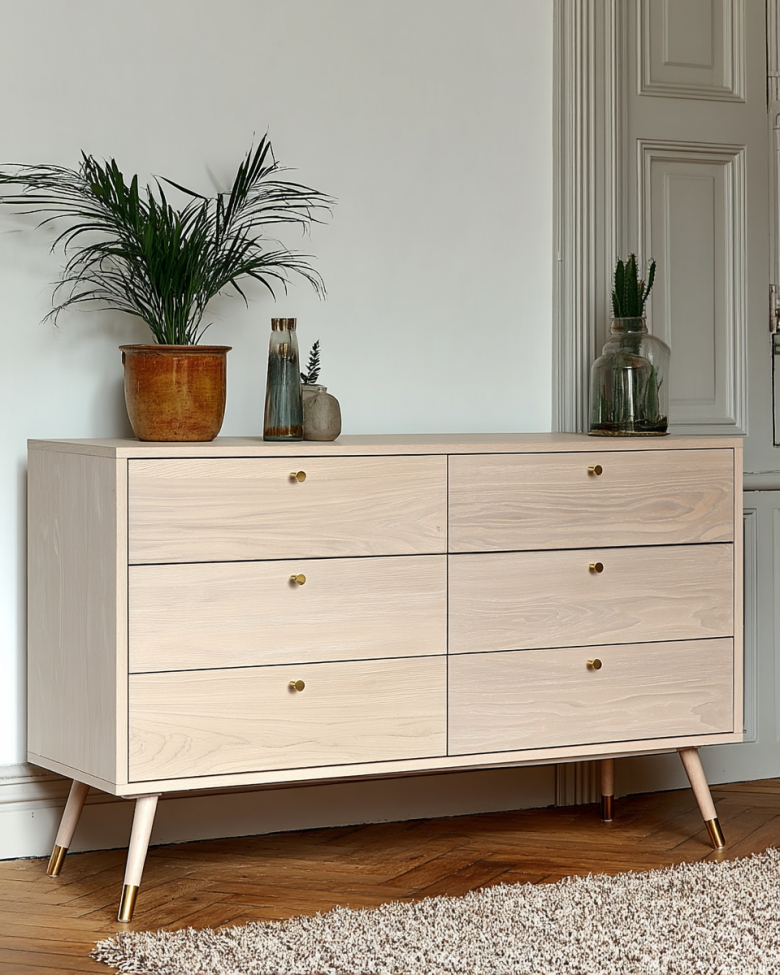 Commode 'Prime' 6 tiroirs - Chêne blanc