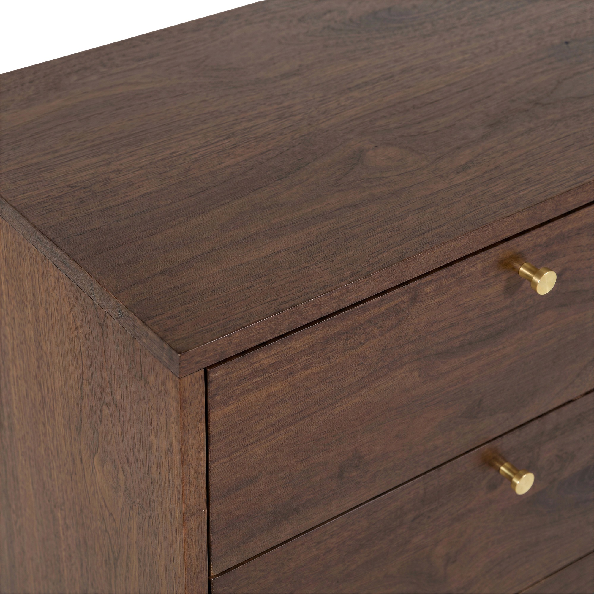 Commode 'Prime' 6 tiroirs - Noyer/Laiton