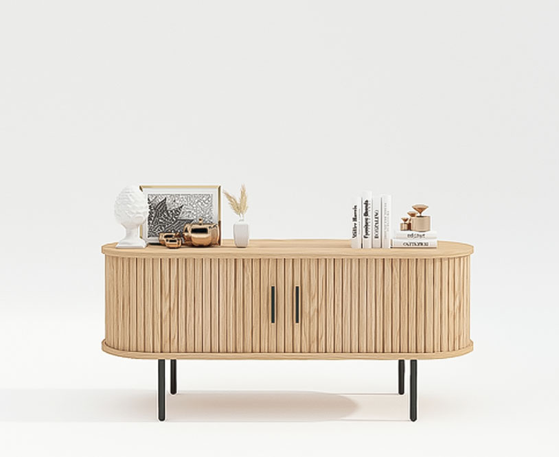 Meuble TV 'Holmvik' - Naturel/Noir