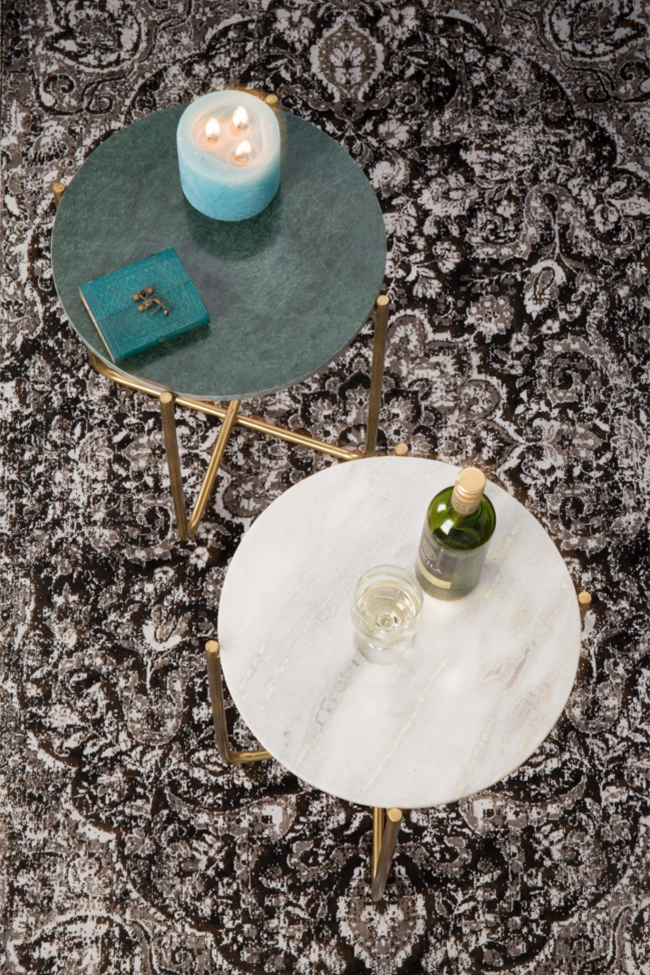 Table d'appoint 'Timpa' - Marbre blanc/Laiton