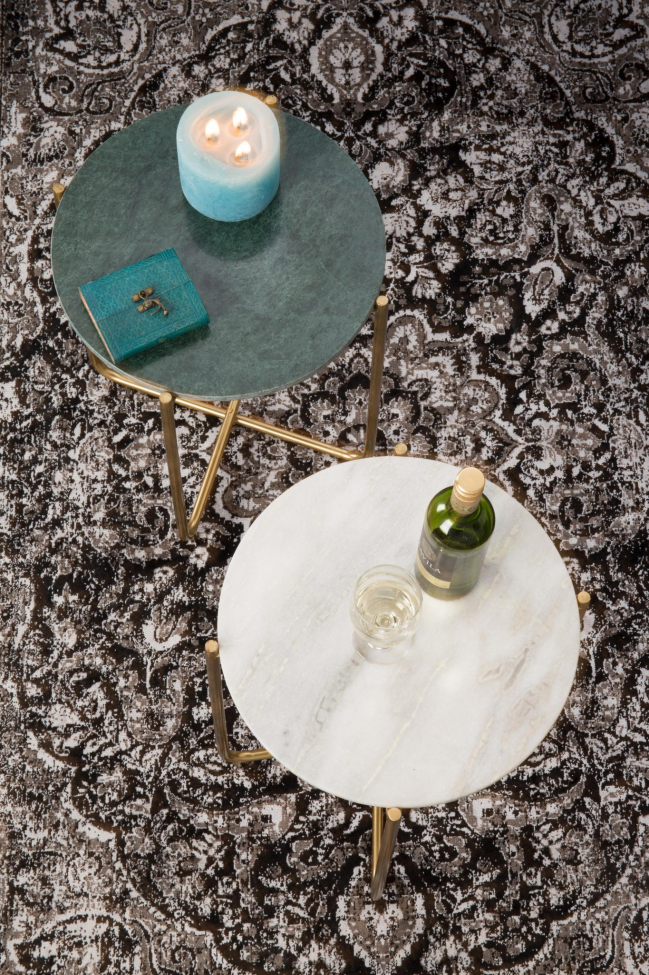 Table d'appoint 'Timpa' - Marbre vert/Laiton