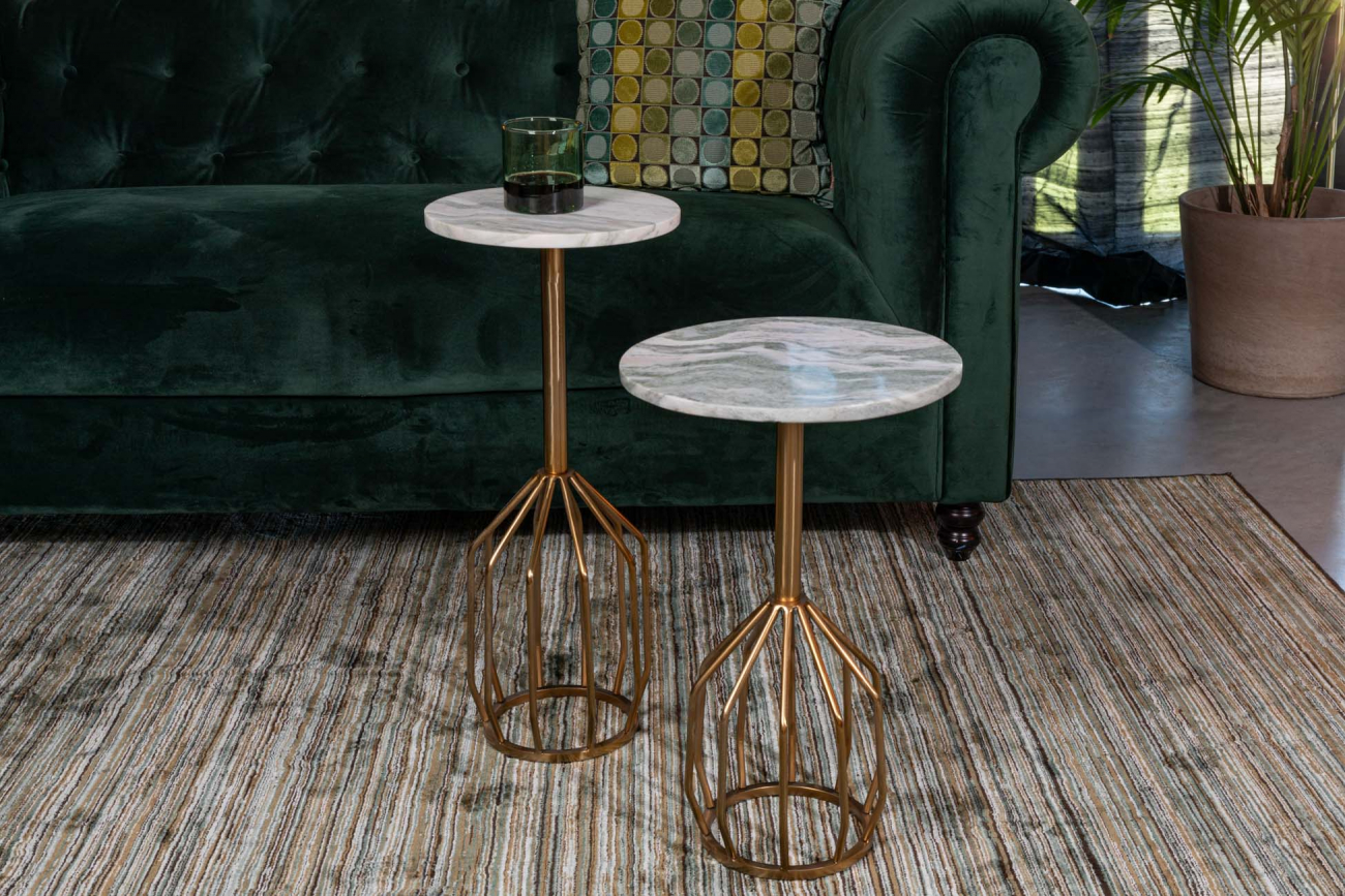 Table d'appoint 'Salerno' M - Laiton/Marbre