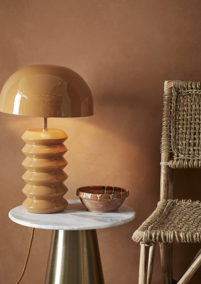 Table d'appoint 'Iron' Ronde 40cm - Laiton/marbre