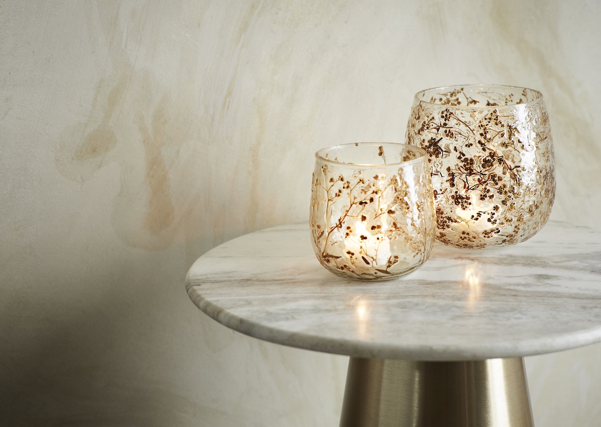 Table d'appoint 'Iron' Ronde 40cm - Laiton/marbre