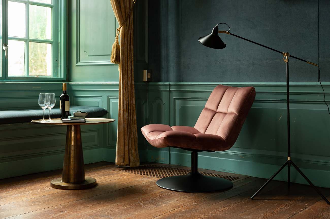 Fauteuil 'Bar' - Velours/Rose