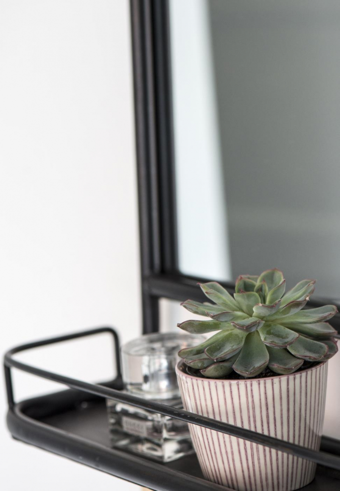 Miroir mural avec étagère 'Tulipe' - Noir