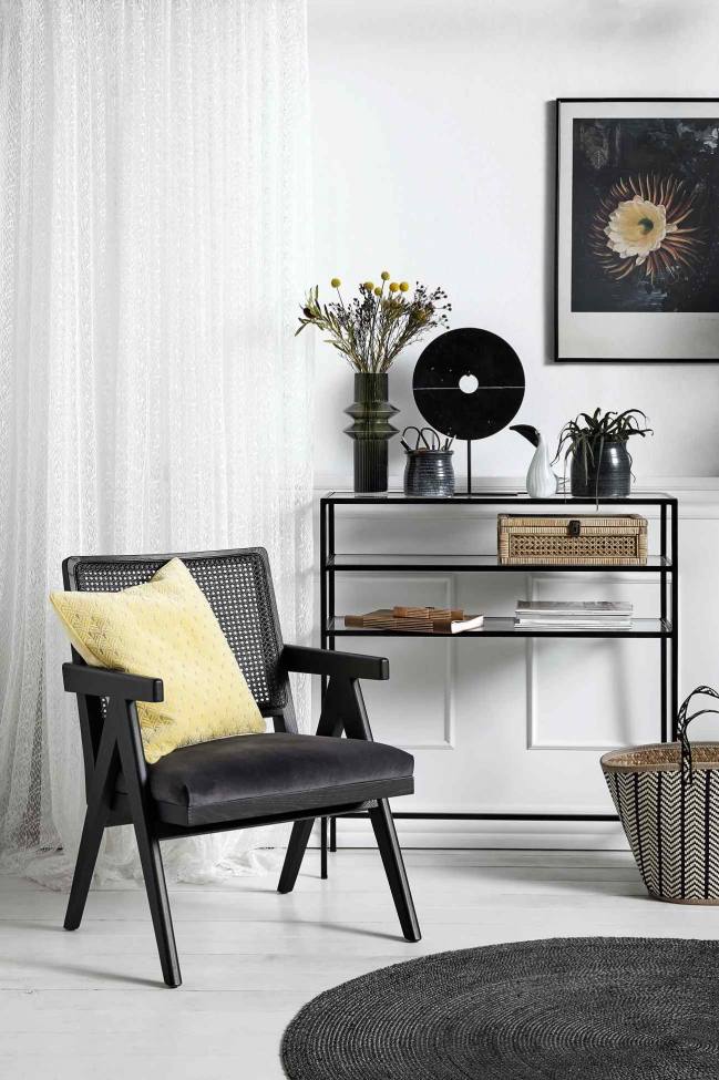 Fauteuil 'Wickerwork' - Rotin/Noir