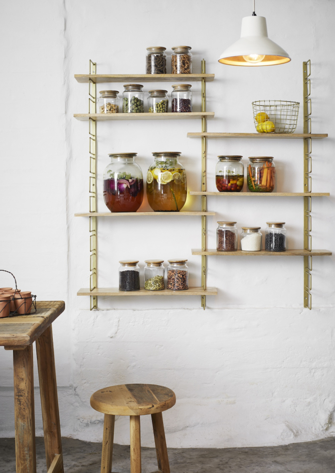 Étagère murale 'Wooden shelves' - Laiton/naturel