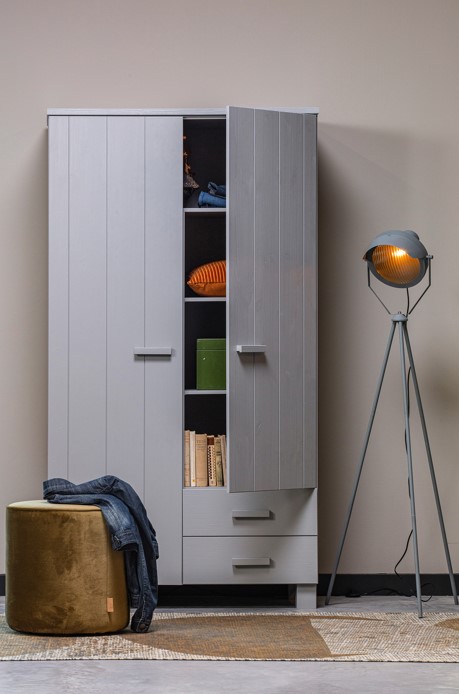 Armoire 'Dennis' avec tiroirs - Gris béton