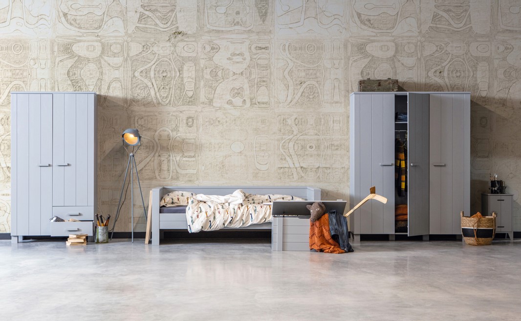 Armoire 'Dennis' avec tiroirs - Gris béton