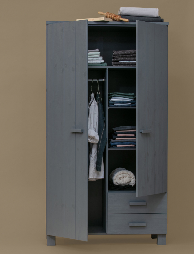 Armoire 'Dennis' avec tiroirs - Gris acier