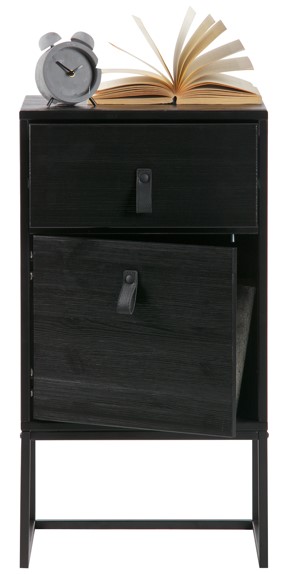 Table de chevet 'Zola' tiroir+armoire - Noir
