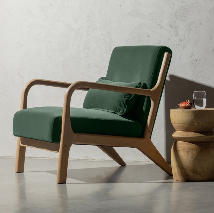 Fauteuil 'Mark' - Velours vert