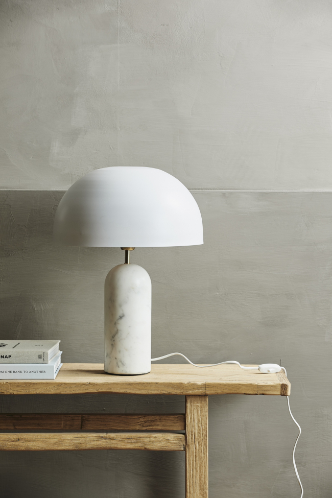 Lampe de table 'Atlas' - Blanc/Marmore