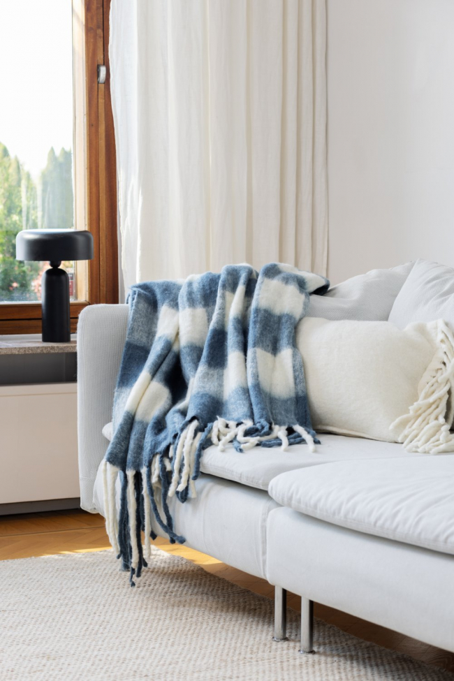 Plaid ' Phoebe ' 130 x 170 cm - Bleu