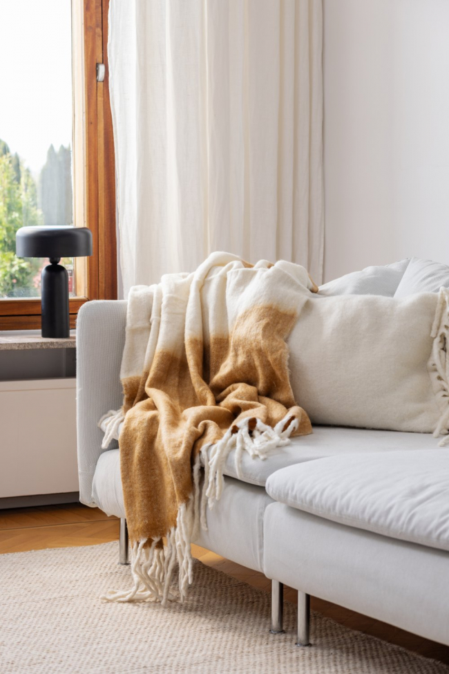 Plaid ' Carrie ' 130 x 170 cm - Jaune