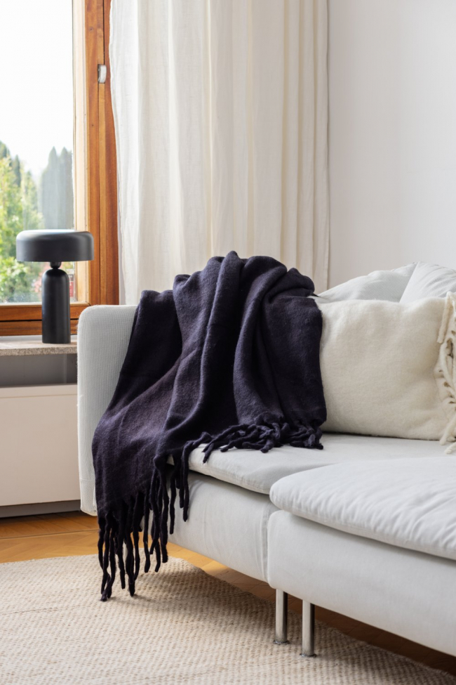 Plaid ' Samantha ' 130 x 170 cm - Noir