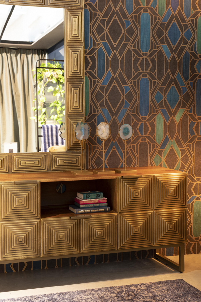 Meuble TV 'Volan' - Brun/ Laiton