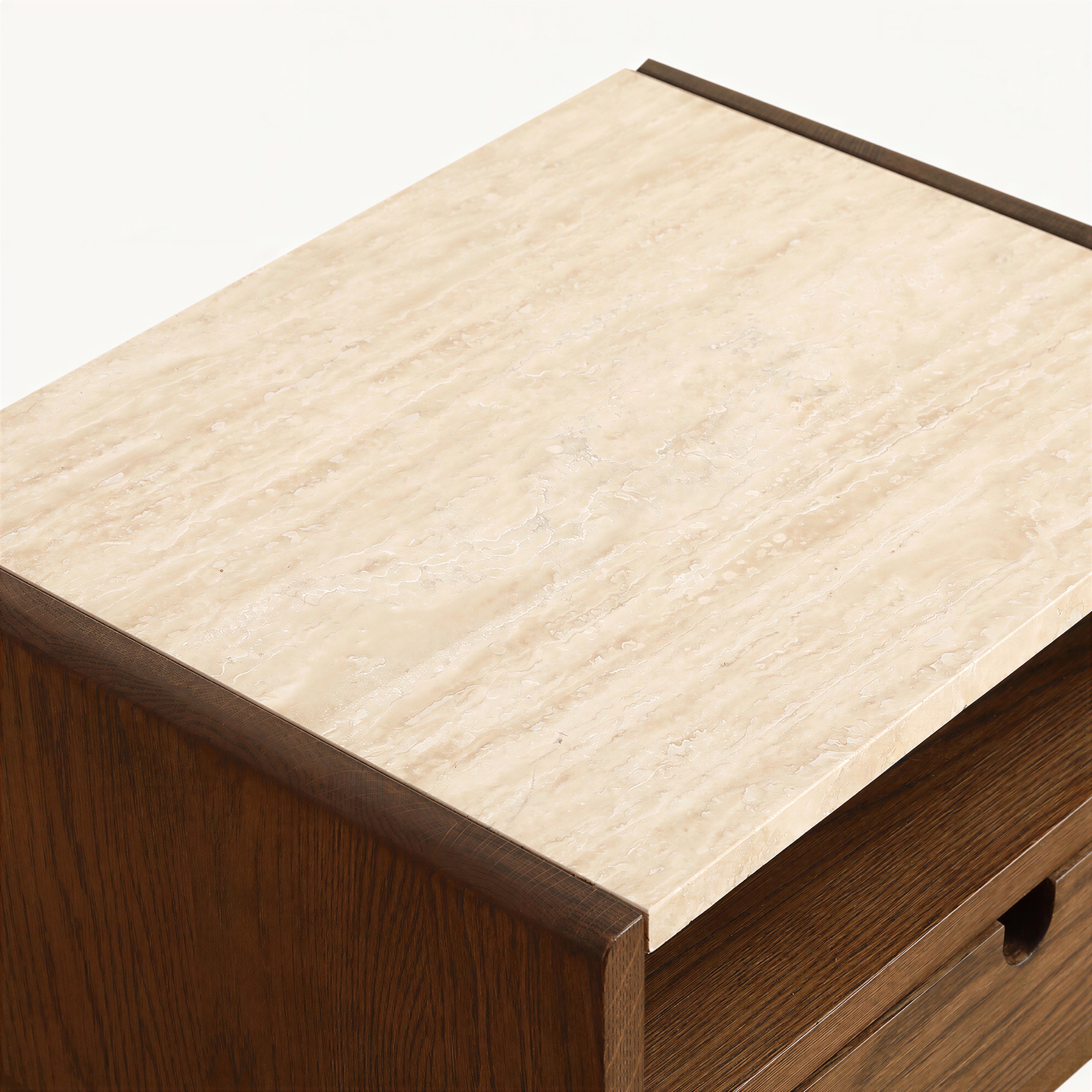 Table d’appoint 'Sapri' 45x60cm - Noyer/Travertin