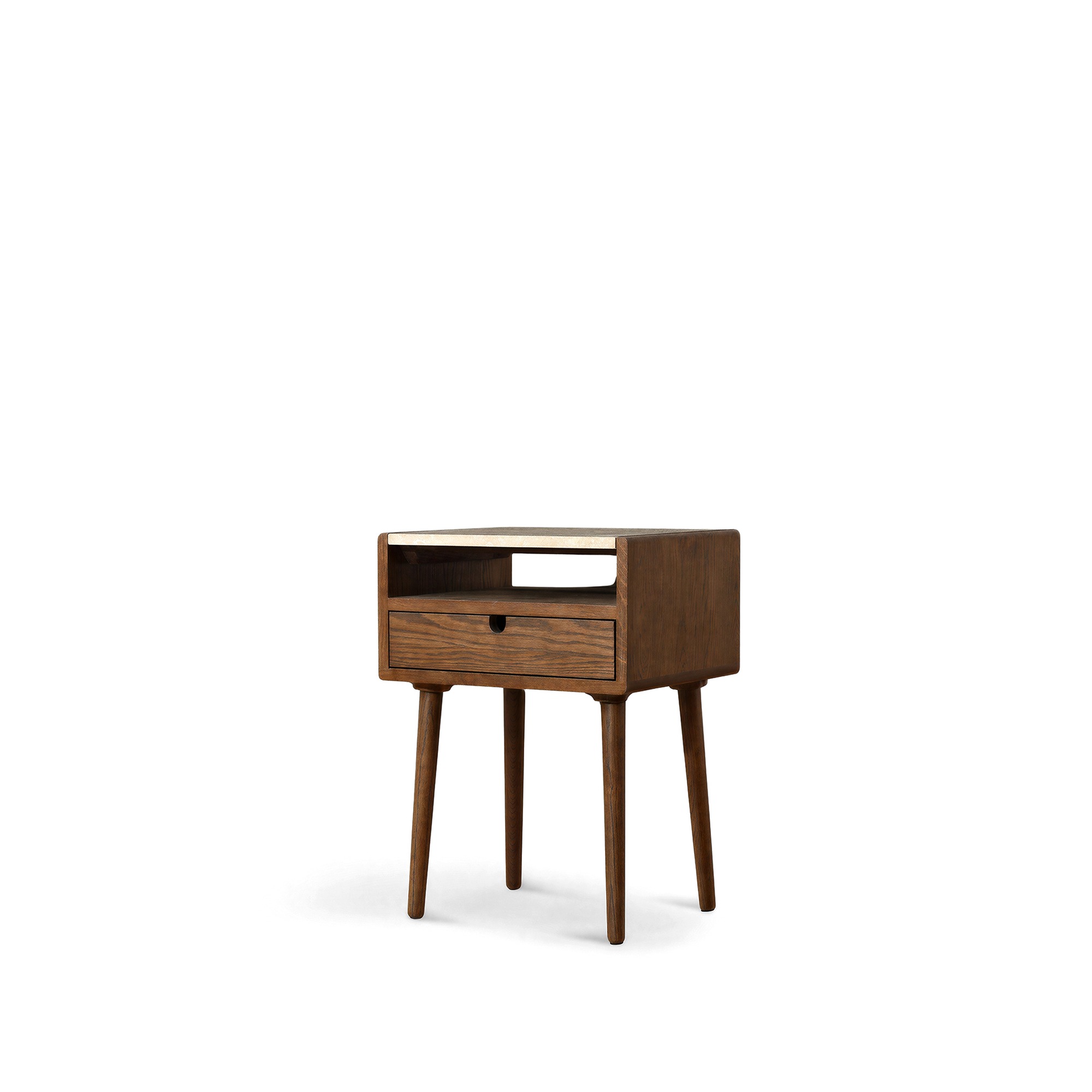 Table d’appoint 'Sapri' 45x60cm - Noyer/Travertin