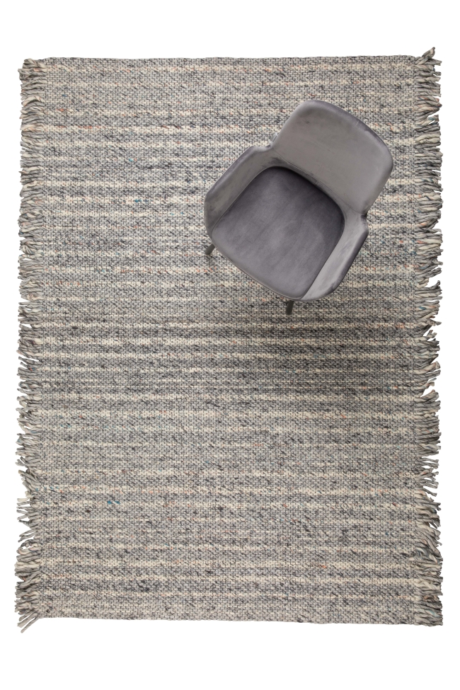 Tapis en laine 'Frills' 170x240cm - Gris/Bleu