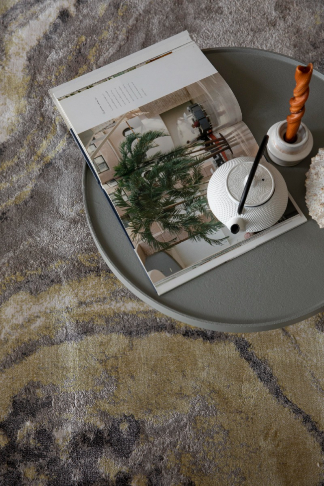 Tapis 'Sol' 200x290cm - Gris/jaune