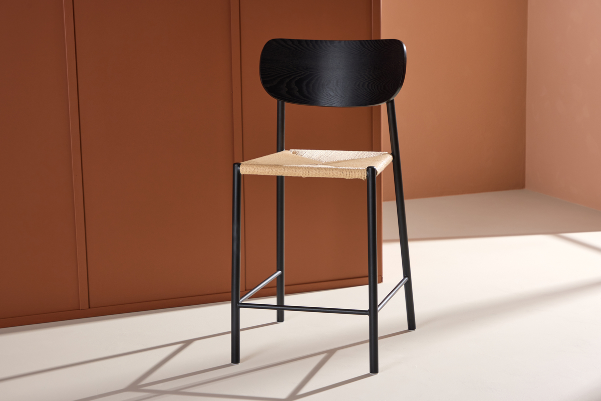 Tabouret 'Polly' - Noir/Beige