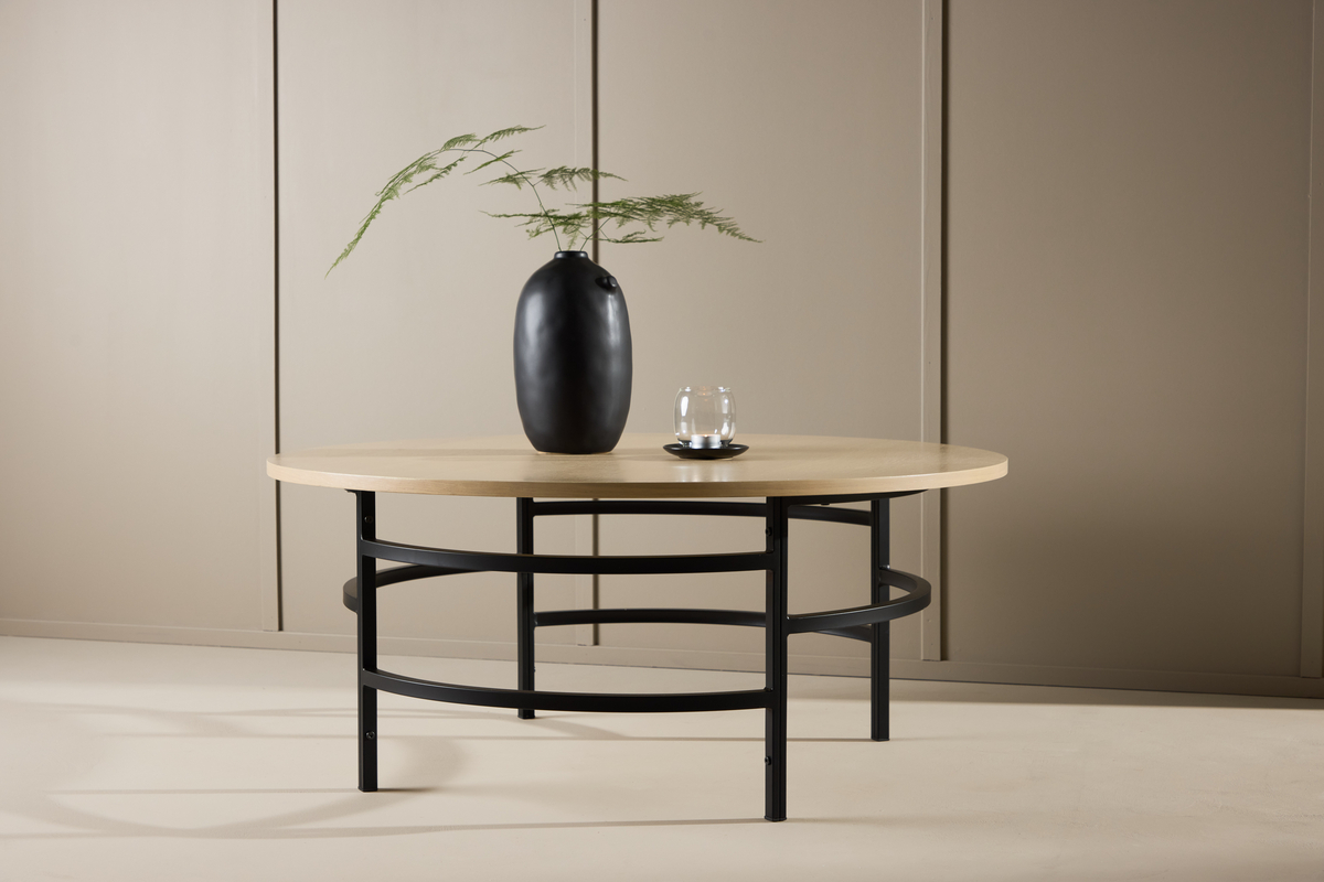 Table basse 'Copenhagen' 100x43cm - Blanc pigmenté/Noir