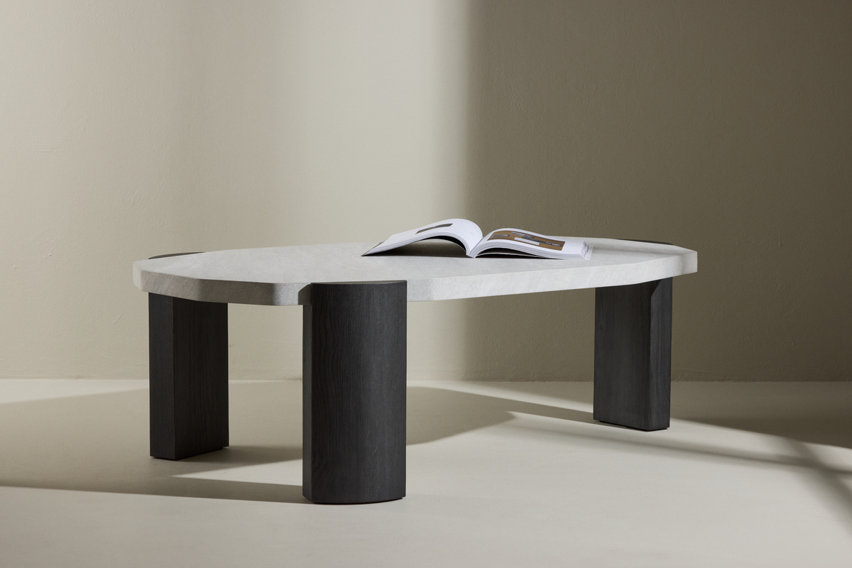 Table basse 'Kres' 125x71cm - Beige/Noir