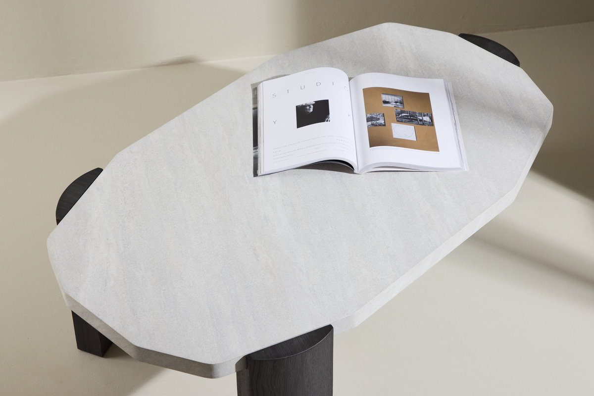 Table basse 'Kres' 125x71cm - Beige/Noir