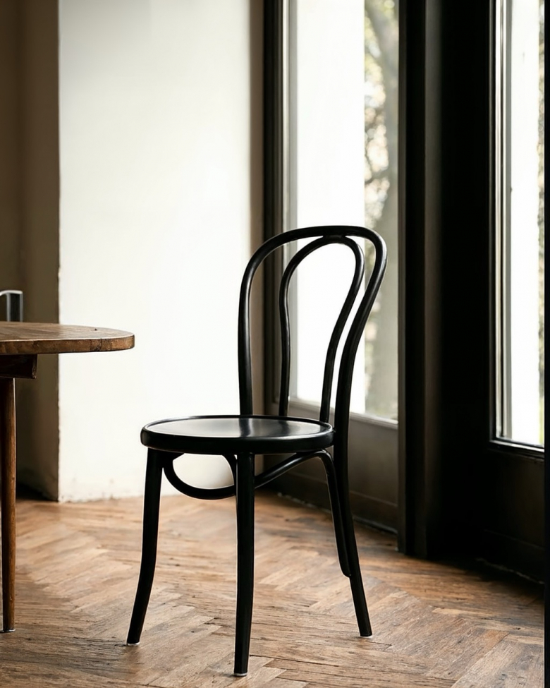 Chaise 'Bistro' - Bois/Noir