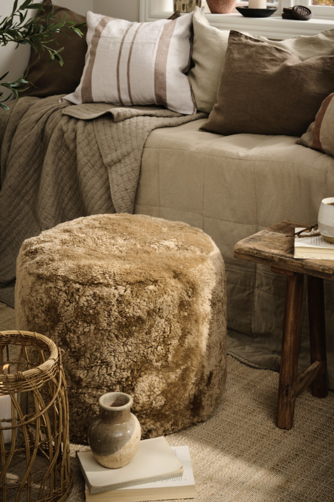 Pouf 'Lamb fur' - Brun
