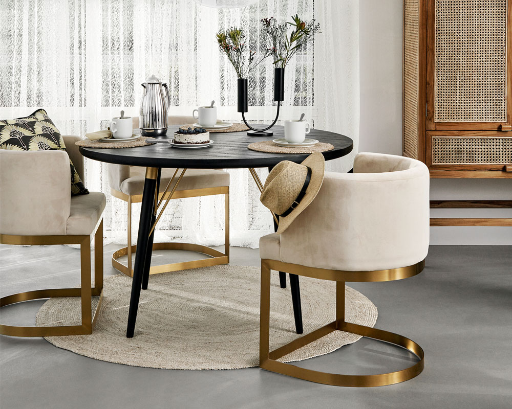 Table à manger 'Black Wood' Ronde 120cm - Noir