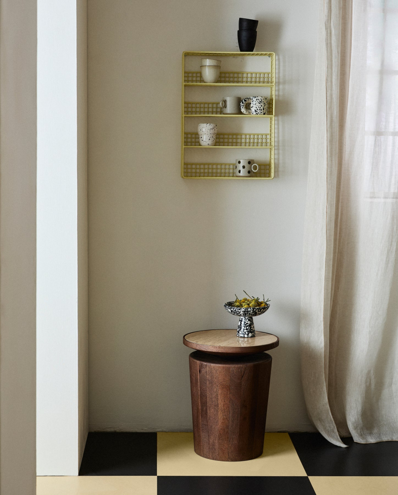 Table d'appoint 'Kwando' - Naturel/Travertin