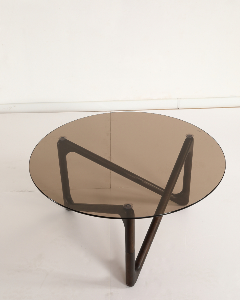 Table basse 'Modica' Ø80 – Noyer/Verre