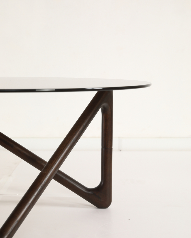 Table basse 'Modica' Ø80 – Noyer/Verre