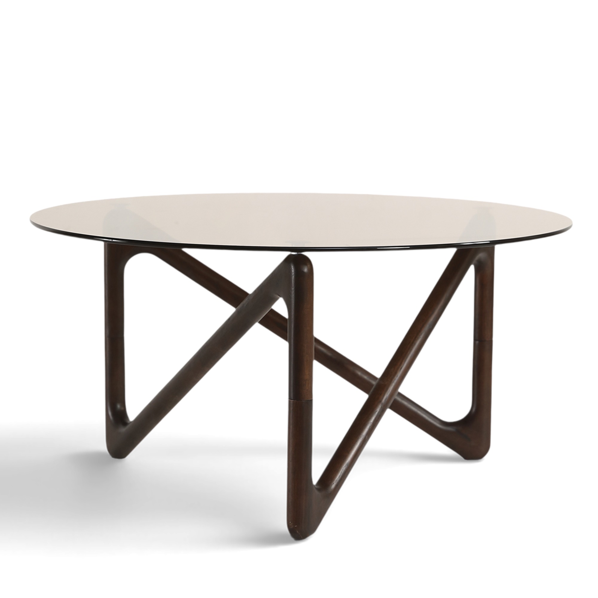 Table basse 'Modica' Ø80 – Noyer/Verre