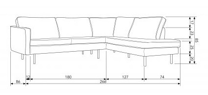 Canapé d'angle 'Rodeo' - Kaki - Droit