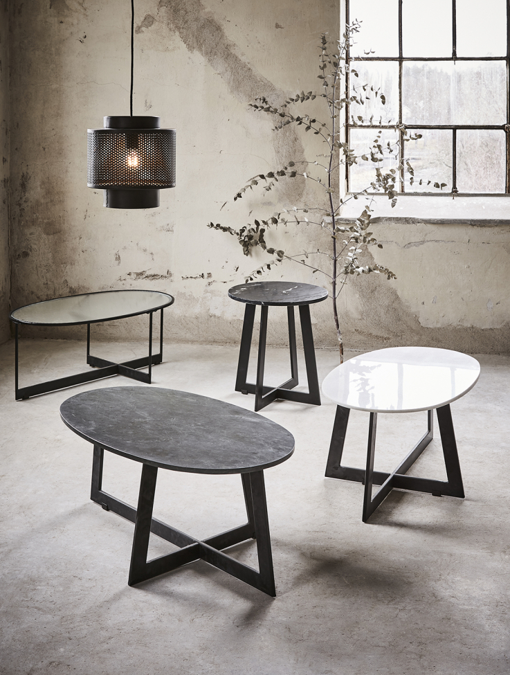 Table basse 'Milan' 90x50cm - Noir/verre