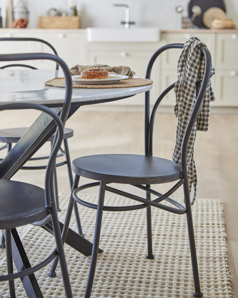 Table à manger 'Milan' ronde 120cm - Blanc/noir