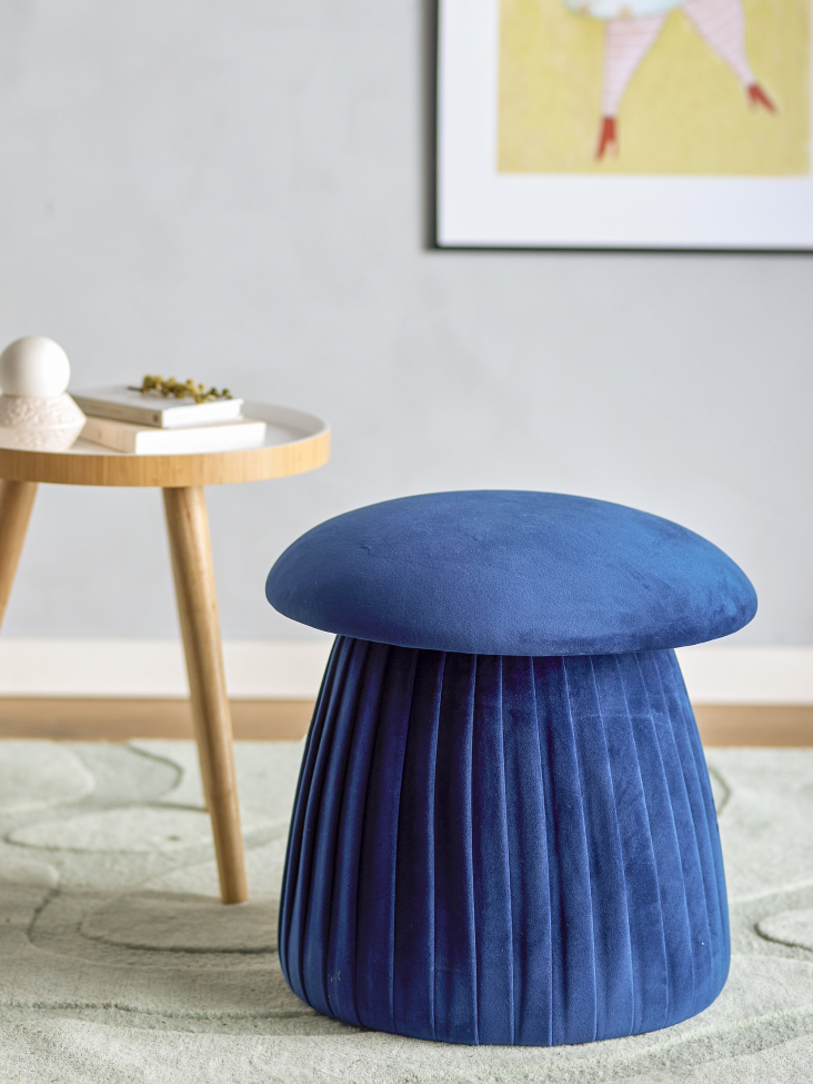 Pouf 'Roberta' 44cm Rond - Bleu